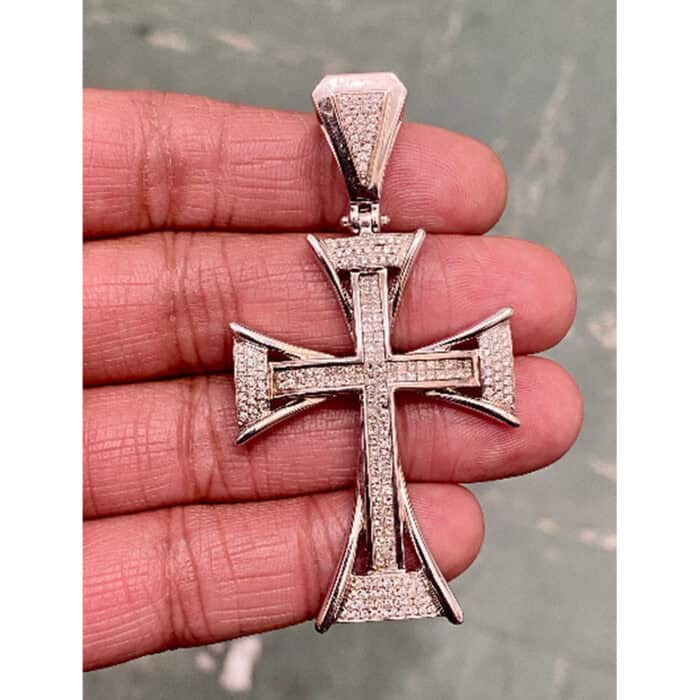 DIAMOND CROSS 2CT pendant cross pendant/Mens Diamond Pendant 14kt White Gold huge Cross top diamonds/Crazy diamond pendant 17.95 grams - Image 9