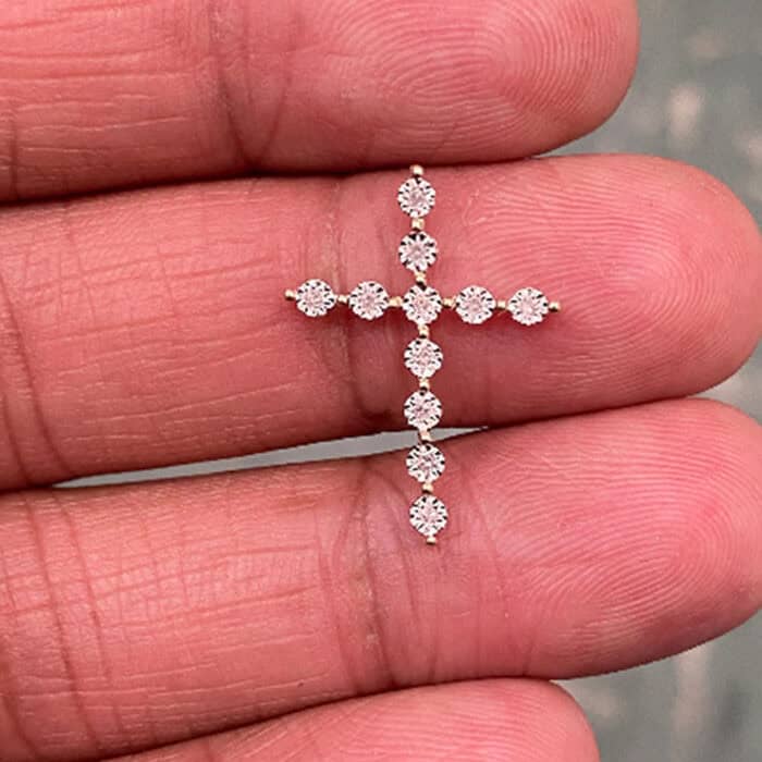 10k Yellow Gold 0.12ct Diamond Cross Pendant for Necklace Chain Religious Christian Pendant,Cross Pendant, Diamond Cross Pendant