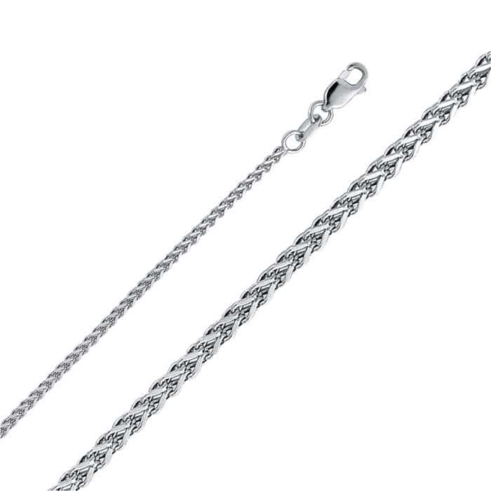14K White Gold 1.7mm Hollow Square Franco Chain