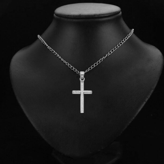 14K White Gold Religious Cross Pendant - Image 2