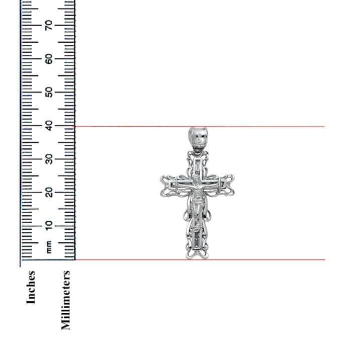 14K White Gold Religious Crucifix Pendant - Image 3