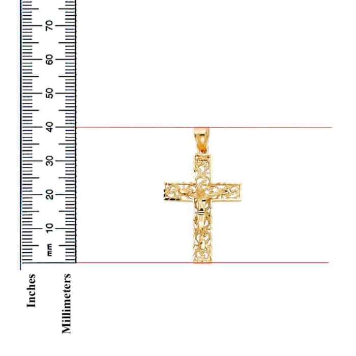 14K Yellow Gold Religious Crucifix Pendant - Image 3