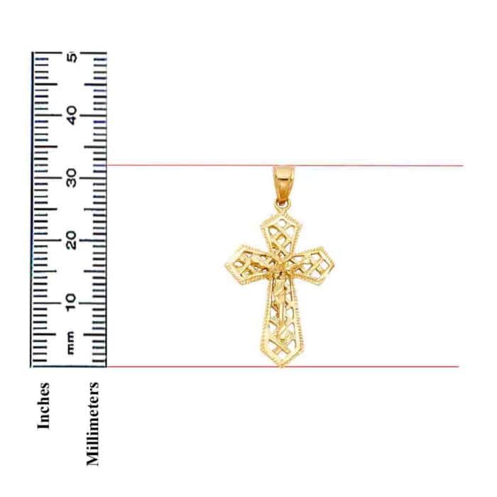 14K Yellow Gold Religious Crucifix Pendant - Image 3