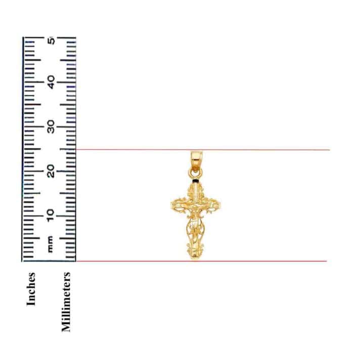 14K Yellow Gold Religious Crucifix Pendant - Image 3