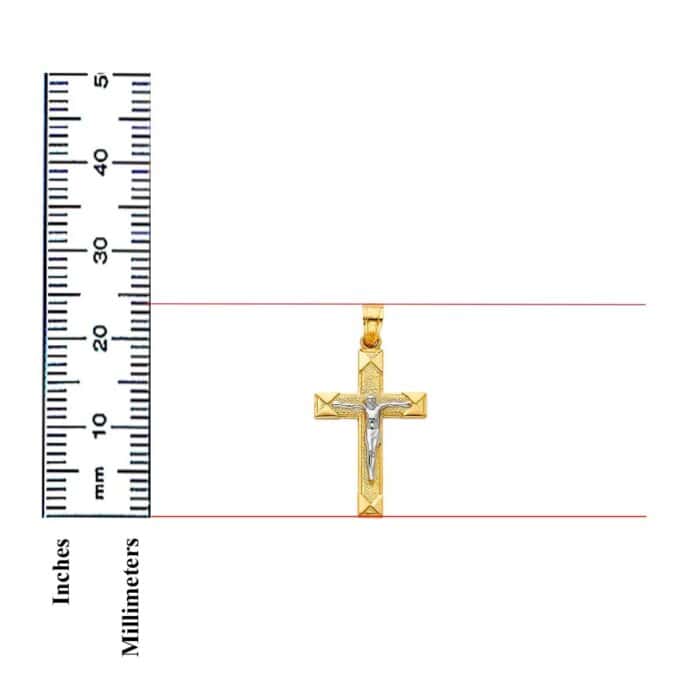 14K Two Tone Gold Jesus Crucifix Cross Religious Pendant - Image 3