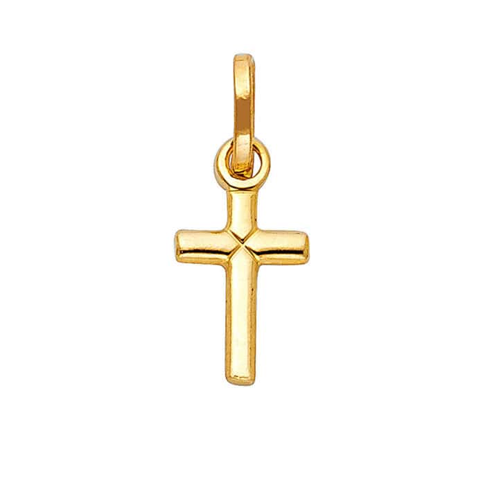 14K Yellow Gold Cross Religious Pendant
