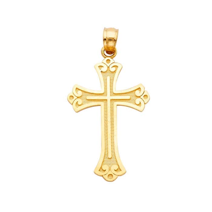 14K Yellow Gold Cross Religious Pendant