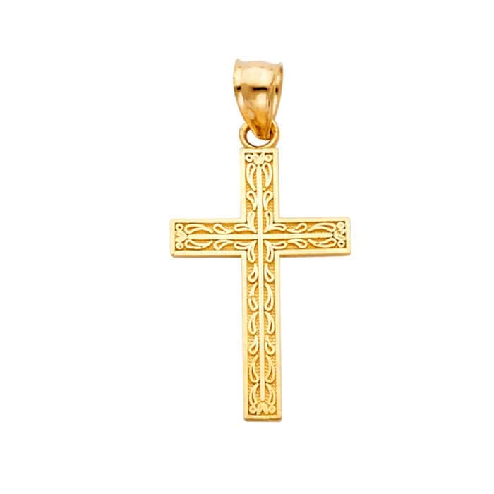 14K Yellow Gold Cross Religious Pendant