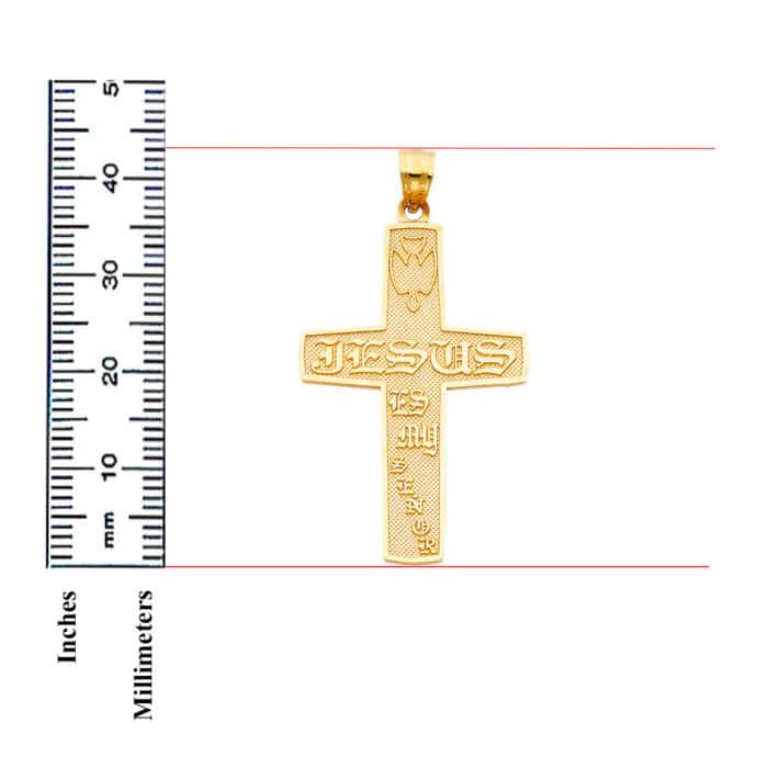 14K Yellow Gold Religious Cross Pendant - Image 3
