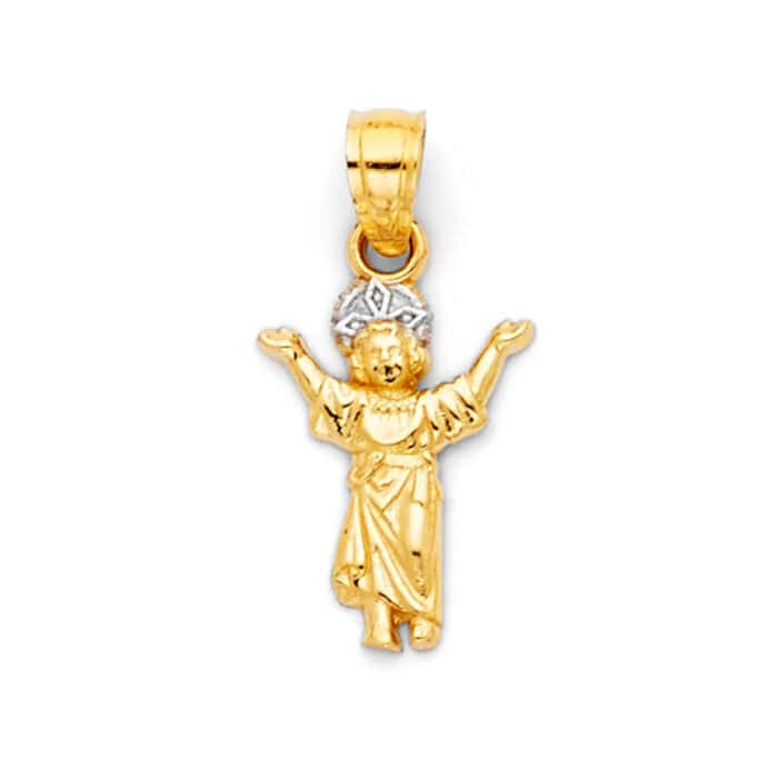 14K Two Tone Gold Praying Jesus Religious Pendant