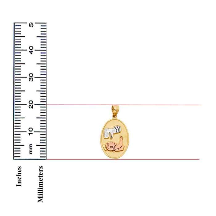 14K Tri Color Gold Religious Pendant - Image 3