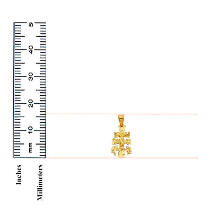 14K Yellow Gold Religious Cross of Caravaca Pendant - Image 3