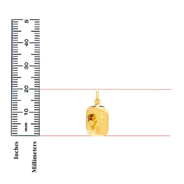 14K Yellow Gold Communion Enamel Picture Religious Pendant - Image 3