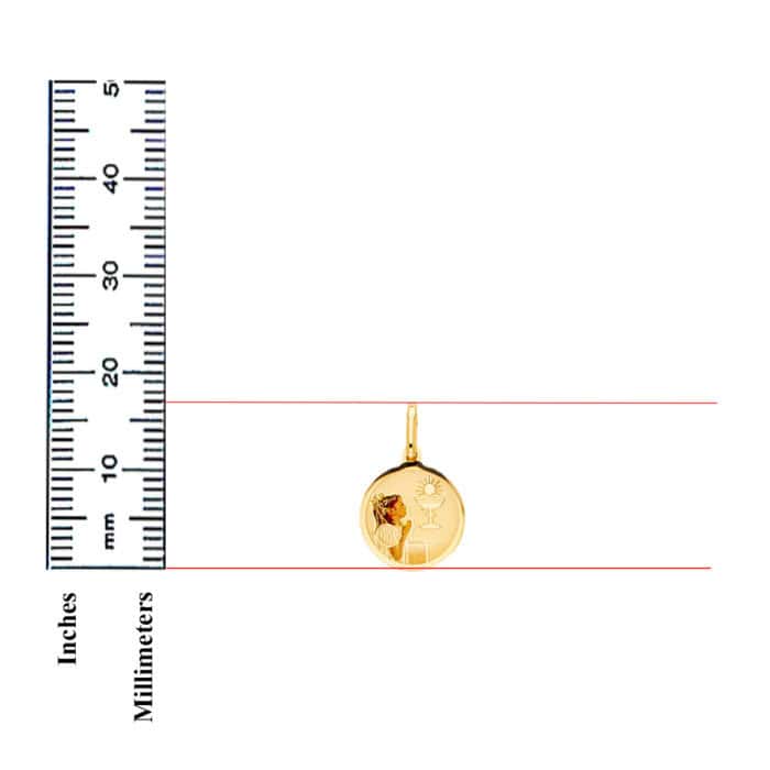 14K Yellow Gold Baptism Enamel Picture Religious Pendant - Image 3