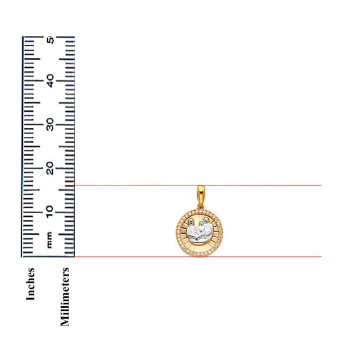 14K Two Tone Gold Cubic Zirconia Religious Baptism Pendant - Image 3