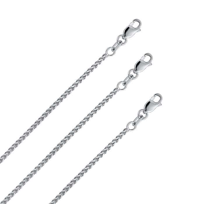 14K White Gold 1.7mm Hollow Square Franco Chain - Image 2