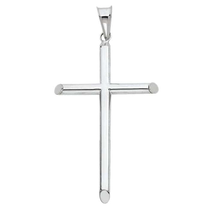 14K White Gold Classic Cross Religious Pendant