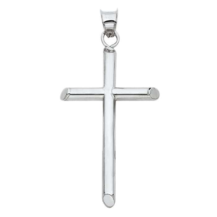 14K White Gold Classic Cross Religious Pendant