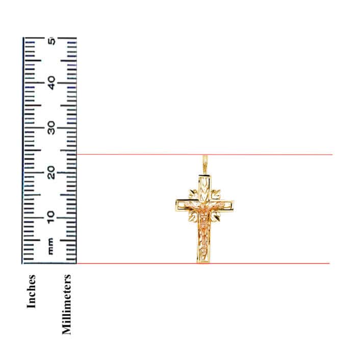14K Two Tone Gold Religious Crucifix Pendant - Image 3