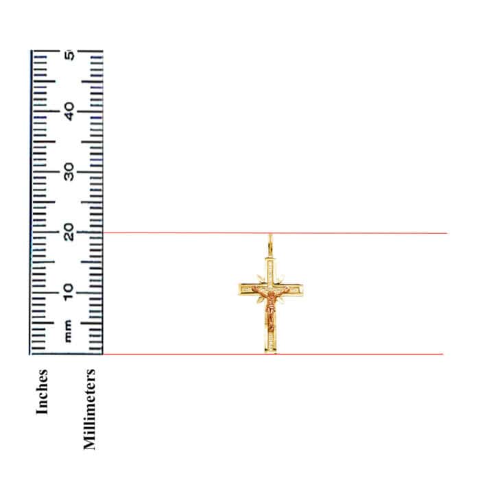 14K Two Tone Gold Religious Crucifix Pendant - Image 3