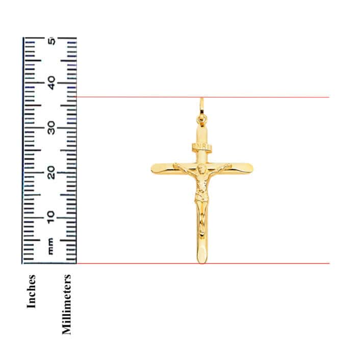 14K Yellow Gold Religious Crucifix Pendant - Image 3