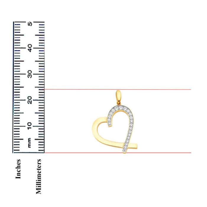 14K Yellow Gold Cubic Zirconia Gold Heart Pendant - Image 3
