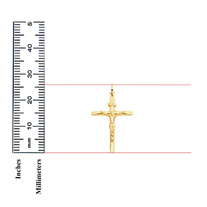 14K Yellow Gold Religious Crucifix Pendant - Image 3