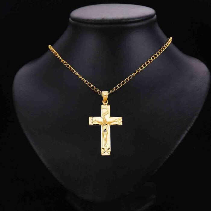 14K Yellow Gold Religious Crucifix Pendant - Image 2