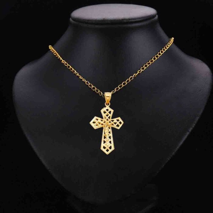 14K Yellow Gold Religious Crucifix Pendant - Image 2