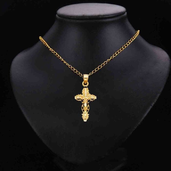 14K Yellow Gold Religious Crucifix Pendant - Image 2