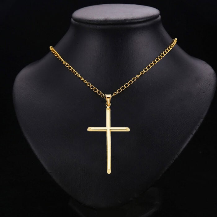 14K Yellow Gold Classic Cross Religious Pendant - Image 2