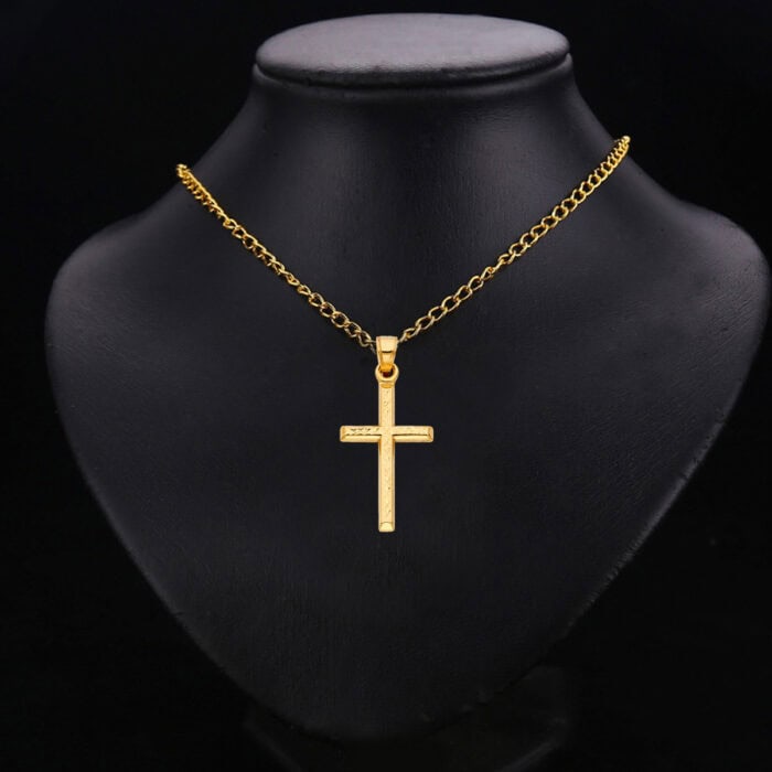 14K Yellow Gold Religious Cross Pendant - Image 2