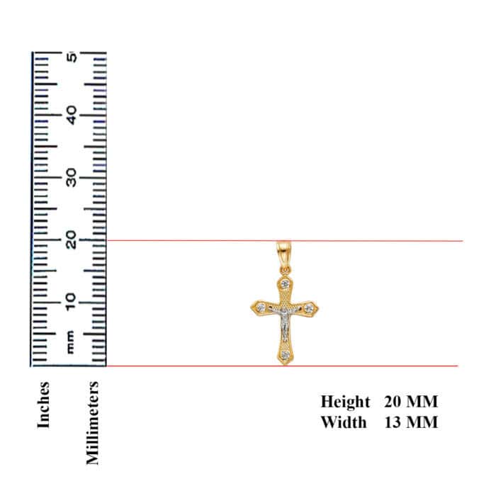 14K Two Tone Gold Jesus Crucifix Cross Religious Pendant - Image 3