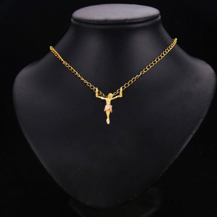 14K Two Tone Gold Jesus Body Crucifix Cross Religious Pendant - Image 2
