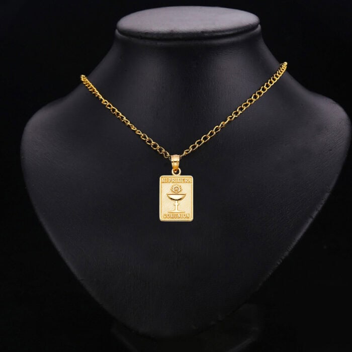 14K Yellow Gold Communion Religious Pendant - Image 2