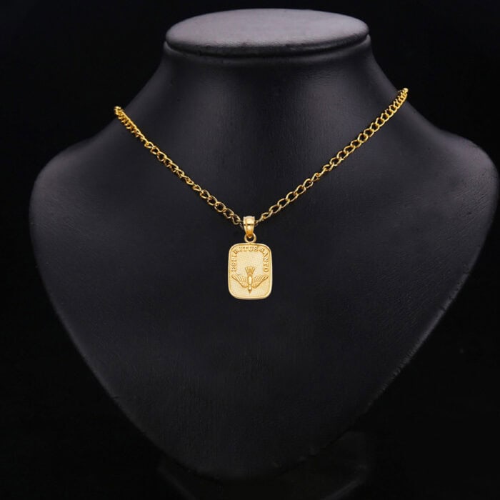 14K Yellow Gold Baptism Religious Pendant - Image 2