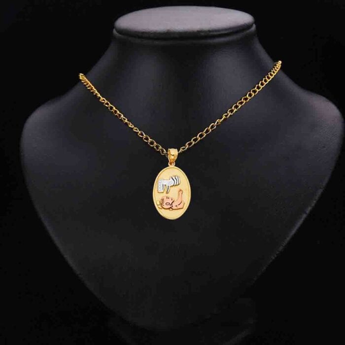 14K Tri Color Gold Religious Pendant - Image 2