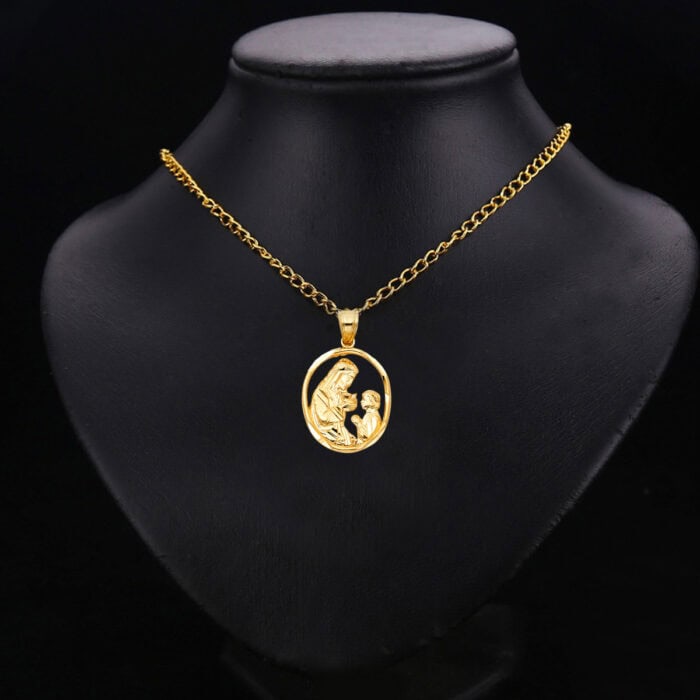14K Yellow Gold Religious Communion Pendant - Image 2
