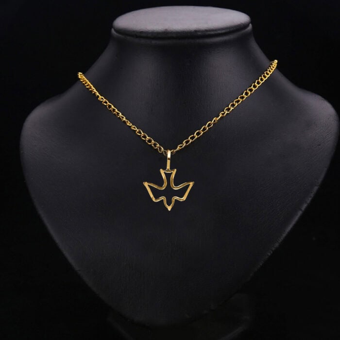 14K Yellow Gold Religious Holy Spirit Dove Pendant - Image 2
