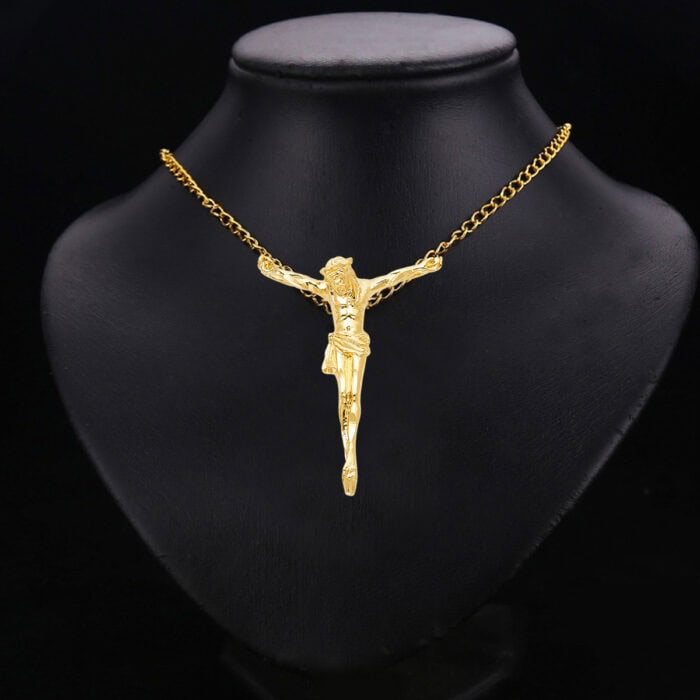 14K Yellow Gold Religious Jesus Christ Body Pendant - Image 2