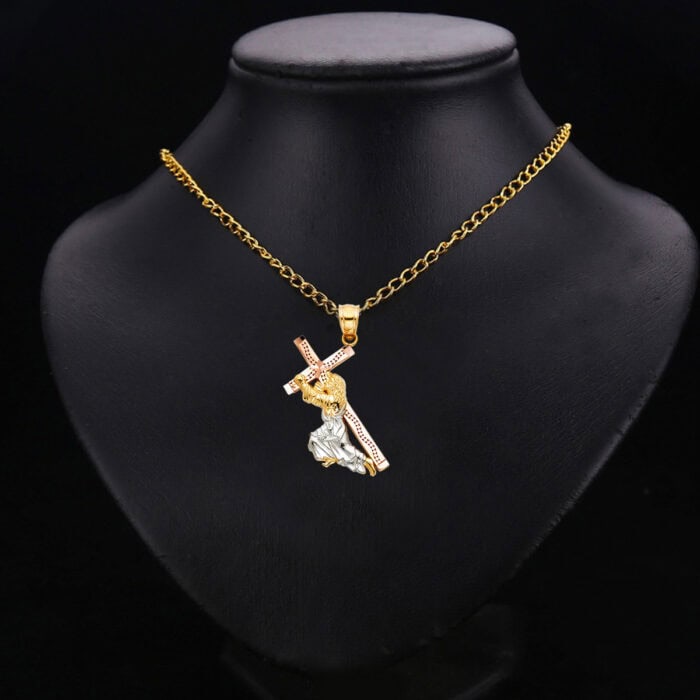 14K Tri Color Gold Religious Pendant - Image 2