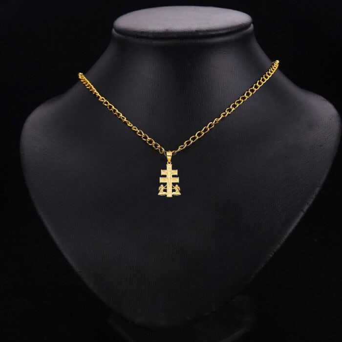 14K Yellow Gold Jesus Crucifix Cross with Angel Religious Pendant - Image 3
