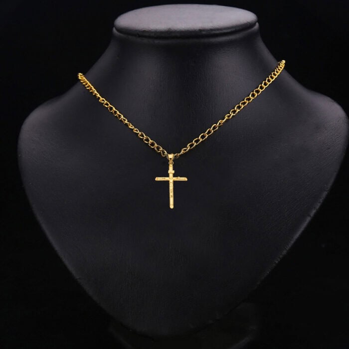 14K Yellow Gold Religious Crucifix Pendant - Image 4