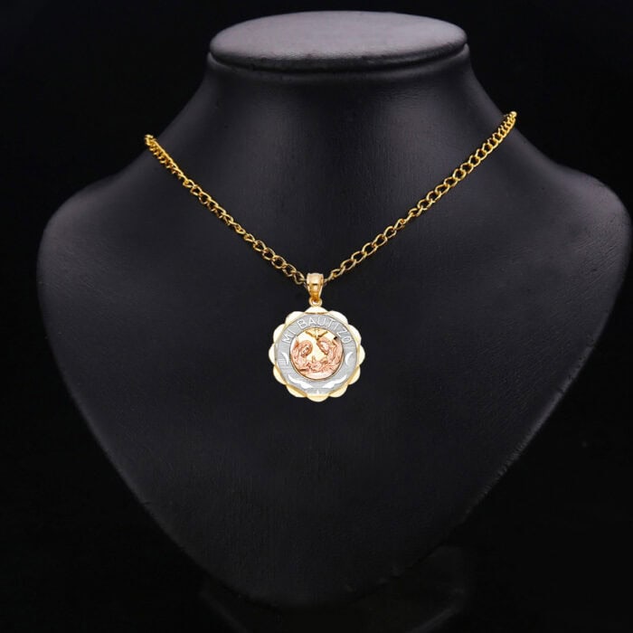 14K Tri Color Gold Baptism Religious Pendant - Image 2