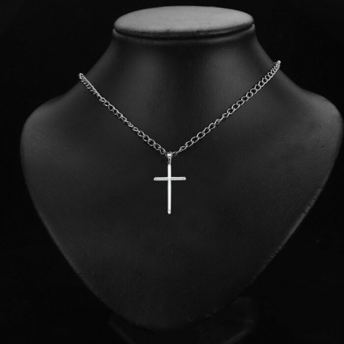 14K White Gold Classic Cross Religious Pendant - Image 2
