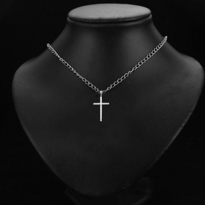 14K White Gold Classic Cross Religious Pendant - Image 3