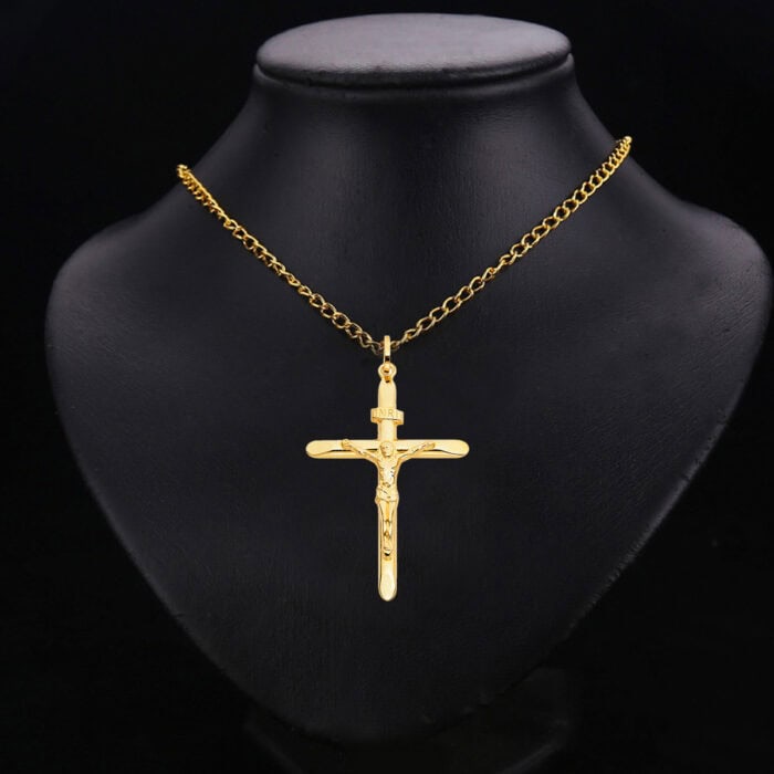 14K Yellow Gold Religious Crucifix Pendant - Image 2