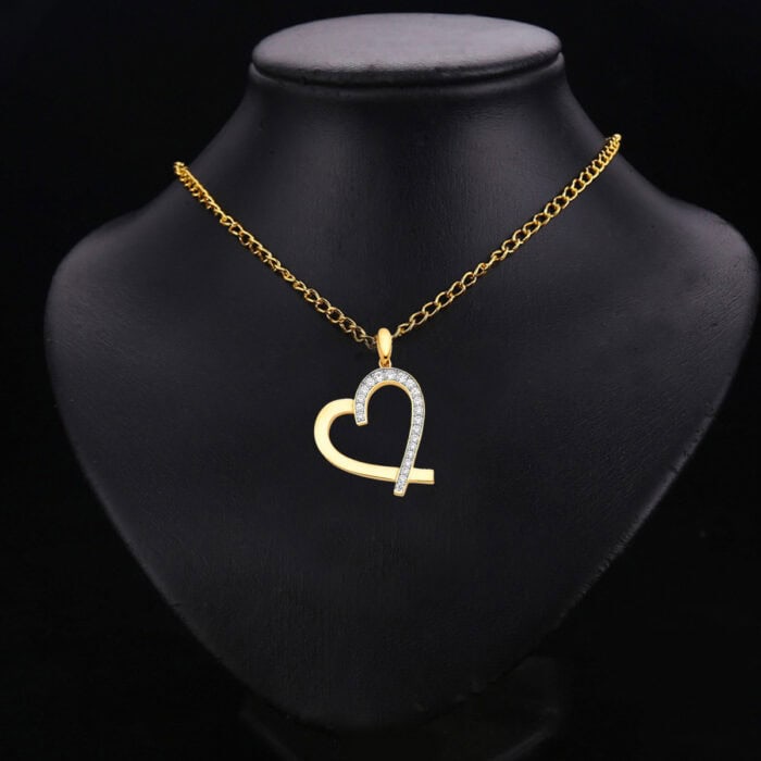 14K Yellow Gold Cubic Zirconia Gold Heart Pendant - Image 2