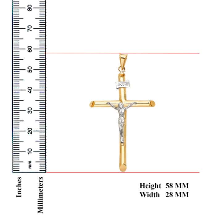 14K Two Tone Crucifix Cross Religious Pendant - Image 2