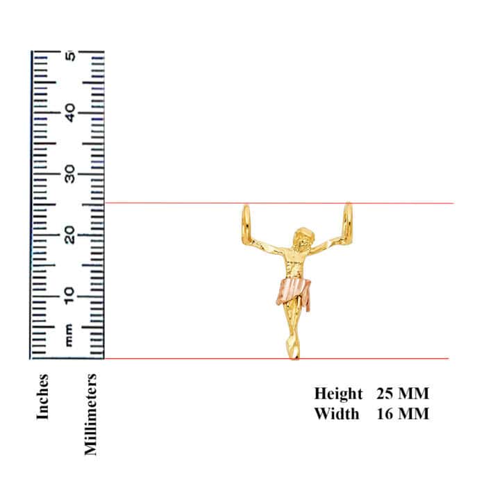 14K Two Tone Gold Jesus Body Crucifix Cross Religious Pendant - Image 2